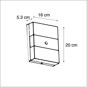 Външна стенна лампа черна IP44 с LED с датчик за здрач - Dualy