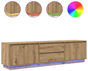 3328443 vidaXL ТВ шкаф с LED светлини, artisan дъб, 193,5x41x50 см