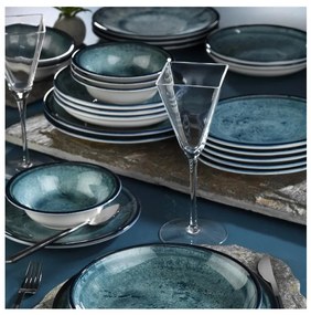 Комплект за хранене, 18 части, син порцелан