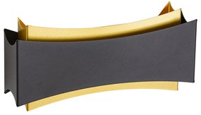 Модерна стенна лампа черна със злато - Plats