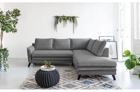 Сив ъглов разтегателен диван десен ъгъл Charming Charlie - Miuform