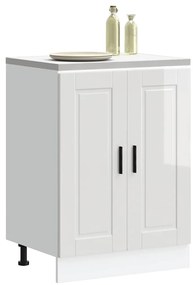 853919 vidaXL Кухненски шкаф Porto, бял гланц, инженерно дърво