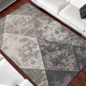 Модерен сив килим с ромбовиден мотив за хола Ширина: 200 см | Дължина: 290 см