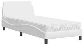 3208338 vidaXL Легло с матрак, бяло, 90x200 см, изкуствена кожа
