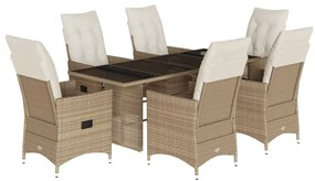 3276808 vidaXL Градински комплект с възглавници, 7 части, бежов полиратан
