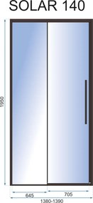 Плъзгащи врати за душ кабина Rea SOLAR BLACK MAT 140
