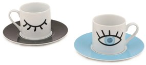 Комплект от 2 чаши и чинийки Eyes, 90 ml - Kütahya Porselen