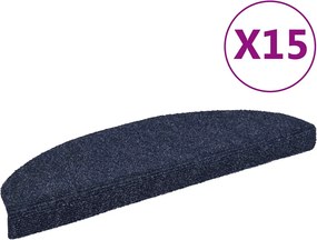 132701 vidaXL Изтривалки за стълби, самозалепващи се, 15 бр., 65x21x4 см, сини, полукръгли, големи