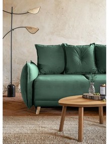 Зелен велурен разтегателен диван (десен ъгъл) Lazy Lukka - Miuform