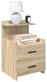 858636 vidaXL Нощно шкафче с 2 чекмеджета, дъб сонома, 40x36,5x62 см