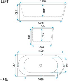 Свободностояща акрилна Вана SYDNEY BELLANTO LEFT 160cm