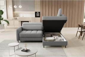 Сив кадифен разтегателен ъглов диван с място за съхранение (десен ъгъл L форма) Barea – ELTAP