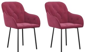 344850 vidaXL Трапезни столове, 2 бр, виненочервени, кадифе