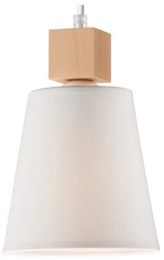 Бяла висяща лампа с текстилен абажур ø 15 cm Enrico - LAMKUR