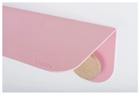 Стенен рафт от розова стомана с детайли от дъбово дърво с 2 куки, дължина 70 см Hook - Gazzda