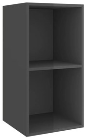 805479 vidaXL ТВ шкаф за стенен монтаж, сив гланц, 37x37x72см инженерно дърво