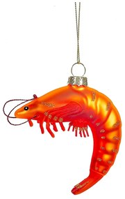 Стъклена ръчно изработена коледна украса 8 cm King Prawn – Sass &amp; Belle