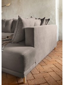 Светлокафяв ъглов диван от велур (десен ъгъл/U-образна форма) Lazy Lukka - Miuform