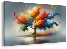 Картина на платно – Цветно дърво на живота в движение
