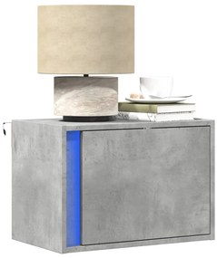 852096 vidaXL Нощни шкафчета за стена с LED осветление, 2 бр, бетонно сиви