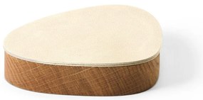 Дървена декоративна кутия за съхранение от еко кожа с капак в кремав и естествен цвят 14x12,5x3,5 cm Curve Nupo – LIND DNA