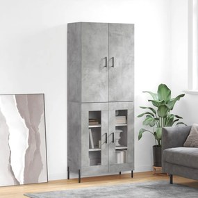 3195743 vidaXL Висок шкаф, бетонно сив, 69,5x34x180 см, инженерно дърво