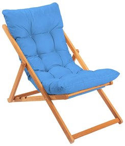 Градински шезлонг синьо/бук