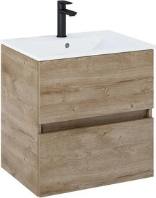 Шкаф Unik N-Cube, 550 x 430 x 565 mm, базов модул с 2 чекмеджета и умивалник, rural oak