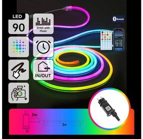 Aigostar - LED RGBICW външна коледна гирлянда 90xLED/10W/230V 3 м IP44 + дистанционно управление