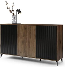 Скрин РИМИНИ К-182 Елегантен Орех/Черно - МОДЕРЕН ШКАФ С НАБРАЗДЕНИ ФРОНТОВЕ