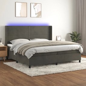 3139524 vidaXL Боксспринг легло с матрак и LED, тъмносиво, 200x200 см, кадифе