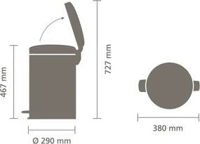Кош за боклук с педал Brabantia NewIcon 649044, 20 л, Плавно затваряне, Противоплъзгаща основа, Черен