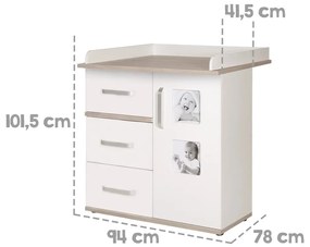 Бял висок скрин в декор от бряст с масичка за преповиване 94x102 cm Moritz - Roba