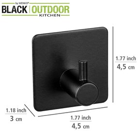 Комплект от 2 черни куки за стена Black Outdoor Kitchen Ureo - Wenko