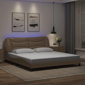 3213952 vidaXL Рамка за легло с LED без матрак Hvar, капучино, 180x200 см