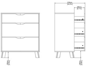 Скрин от дъбов декор в бял и естествен цвят 79x92x40 cm Ikast – Tvilum