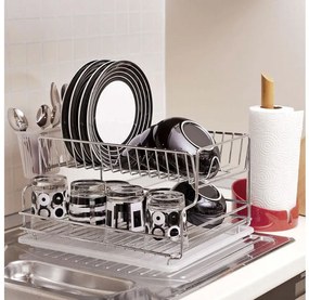 Сушилник за съдове на 2 нива TEKNO TEL TR KB 005, 42 x 30 x 21 см, Сребрист