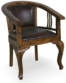 Стол EX Home модел Mataram, тиково дърво, естествена кожа