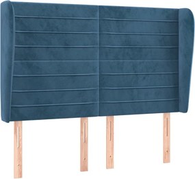 3118148 vidaXL Горна табла за легло с уши, тъмносиня, 147x 23x118/128см кадифе