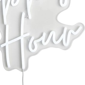 Неонова стенна лампа бяла с LED - Happy Hour