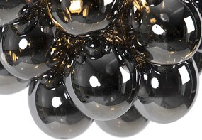 Смарт висяща лампа черна с опушено стъкло 8-светлини кръгла вкл. 8 Wifi G9 - Uvas