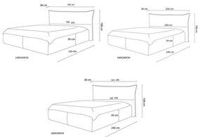 Бежово тапицирано двойно легло с решетка и място за съхранение 180x200 cm Jade - Bobochic Paris