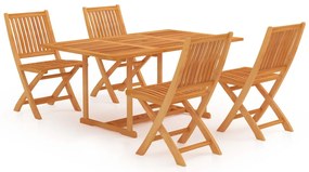3059551 vidaXL Градински трапезен комплект, 5 части, тиково дърво масив