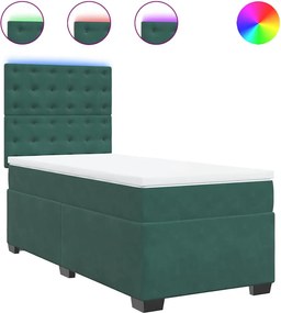 3293149 vidaXL Боксспринг легло с матрак, тъмнозелено, 100x200 см, кадифе