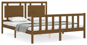 3192174 vidaXL Рамка за легло с табла меденокафява King Size масивно дърво