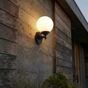 Класическа външна стенна лампа черна с опалово стъкло IP44 - Champs