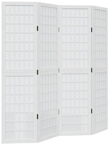 358785 vidaXL Разделител за стая, 4 панела, бял, дърво пауловния масив