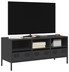 851322 vidaXL ТВ шкаф, черен, 101,5x39x43,5 см, студеновалцувана стомана