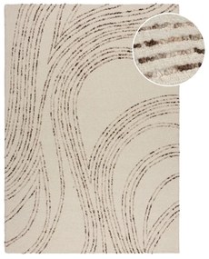 Кафяво-кремав вълнен килим 200x290 cm Abstract Swirl – Flair Rugs