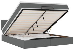 3312237 vidaXL Османска легло с матрак и LED, тъмносиво, 160x200 см, плат